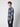A young man stands sideways, wearing a PROJEK RAW Mens Long Sleeve Plaid Button-up Shirt in blue and gray with dark pants, looking at the camera against a plain light background.