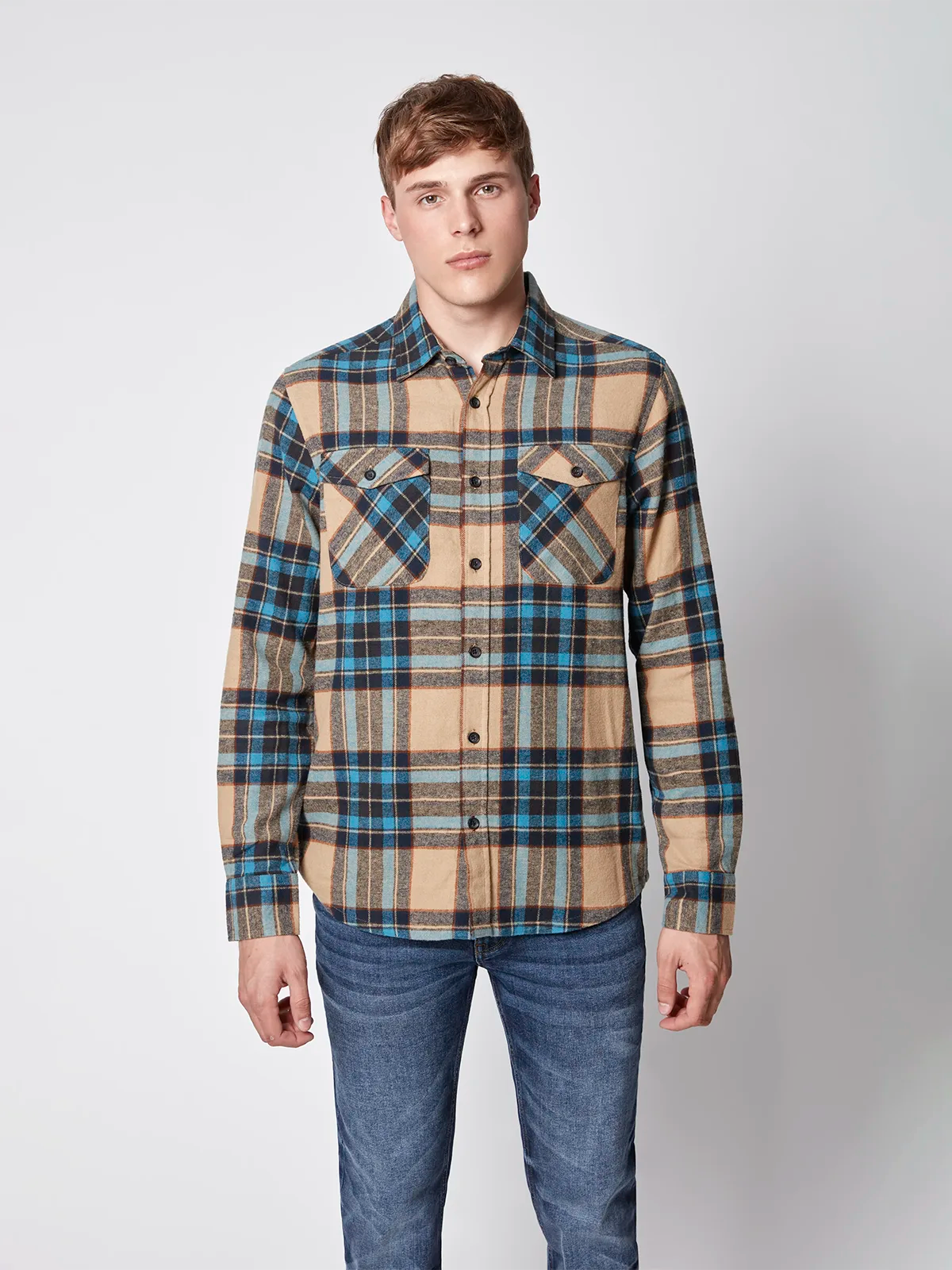 CHEMISE BOUTONNÉE À CARREAUX À MANCHES LONGUES POUR HOMME