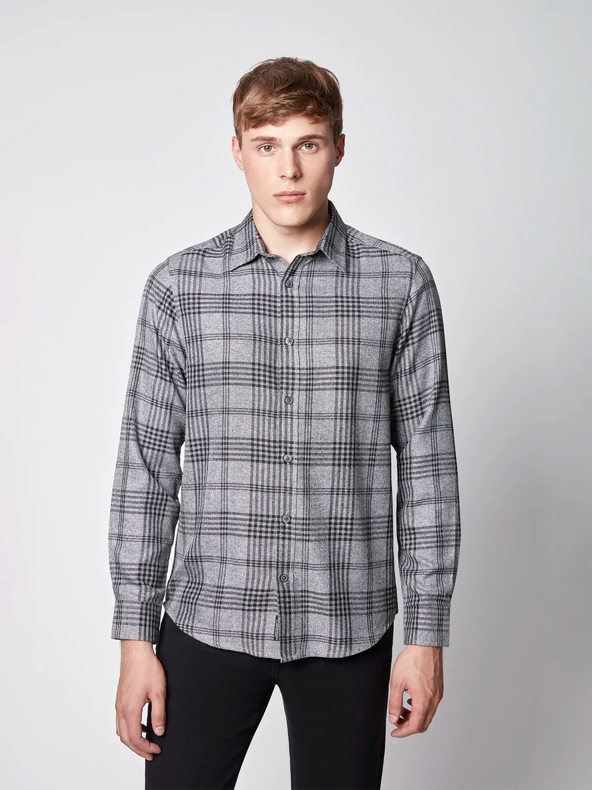 CHEMISE BOUTONNÉE À CARREAUX À MANCHES LONGUES POUR HOMME