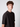 A young man with short, curly brown hair and light skin wears the PROJEK RAW Mens Short Sleeve Crew T-shirt in black, standing against a plain light gray background and looking directly at the camera with a neutral expression.