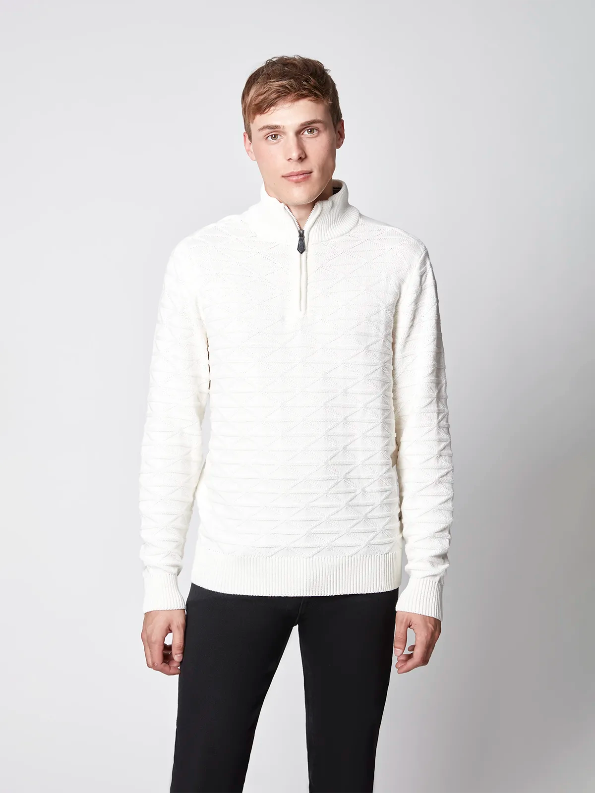 PULL-OVER ZIPPÉ À COL MONTANT POUR HOMMES