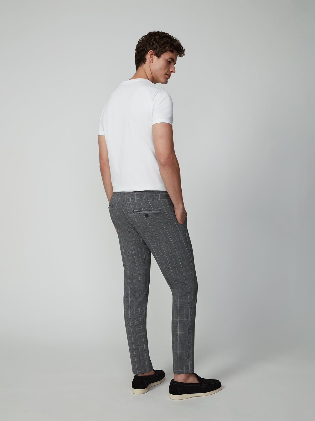 Pantalon chino à carreaux avec cordon de serrage pour homme