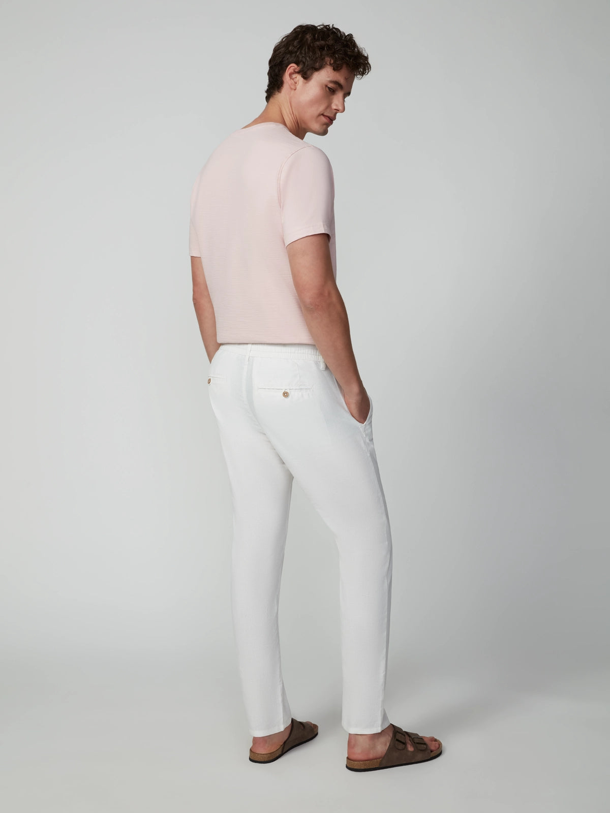 Pantalon de lin à cordon de serrage pour homme