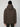 A man wears the PROJEK RAW MENS PUFFER JACKET WITH HOOD in dark brown and a black beanie, shown from the back against a light gray background—ideal for lightweight warmth on chilly days.