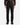 A person wearing PROJEK RAW BUNGEE CHINO PANTS in black stretch fabric, a brown plaid shirt, and black shoes stands facing forward against a white background.