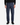 A person is wearing a black sweater, PROJEK RAW SOLID BUNGEE LOOSE FIT CARGO PANT for men—featuring utility pockets and crafted from stretch fabric in navy blue—paired with black shoes, standing against a plain white background.
