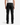 Wearing PROJEK RAW’s CAVALRY TWILL BUNGEE CHINO PANTS in black with a white sleeveless shirt and black shoes, a person stands with their back to the camera against a plain white background, showcasing an understated office wear ensemble.