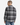 A man with short hair is standing and facing away from the camera against a white background, wearing the PROJEK RAW PLAID FLANNEL SHIRT in gray and black, paired with blue jeans.