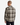 A man is facing away, wearing the PROJEK RAW PLAID FLANNEL SHIRT in gray and black with dark pants. The background is plain white.