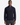 A man wearing the PROJEK RAW SHAKER RIB MOCK NECK 1/4″ ZIP SWEATER in navy, paired with gray pants, stands against a plain white background, looking directly at the camera with a neutral expression.