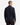 A person with short hair is standing and facing away, wearing the PROJEK RAW CLASSIC FIT CHENILLE PULLOVER 1/4″ ZIP SWEATER in dark blue and black pants against a plain white background.