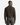 A man stands facing away from the camera against a plain white background, wearing the PROJEK RAW RIB CHENILLE POLO SWEATER in dark brown, paired with gray pants and a black belt.