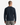 A man with short hair is seen from behind, wearing the PROJEK RAW HONEYCOMB CHENILLE SWEATER—a cozy crewneck in dark blue with a plush chenille texture—paired with light gray pants, standing against a plain white background.